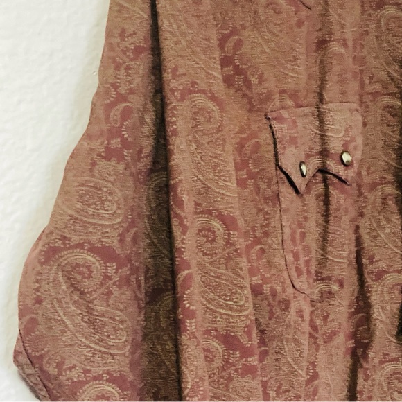 Vintage Larry Mahan Western Brown Paisley Cowboy Collection Rodeo Shirt Sz L - Picture 6 of 9